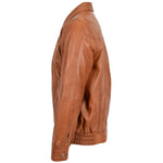 Mens Bomber Leather Jacket Classic Style Jim Tan 3