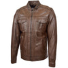 Mens Casual Biker Leather Jacket Jaime Timber 3
