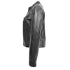 Womens Leather Standing Collar Jacket Becky Black 4