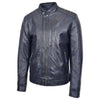 Mens Real Leather Biker Jacket Archie Navy Blue 3