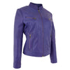 Womens Leather Standing Collar Jacket Becky Purple 4