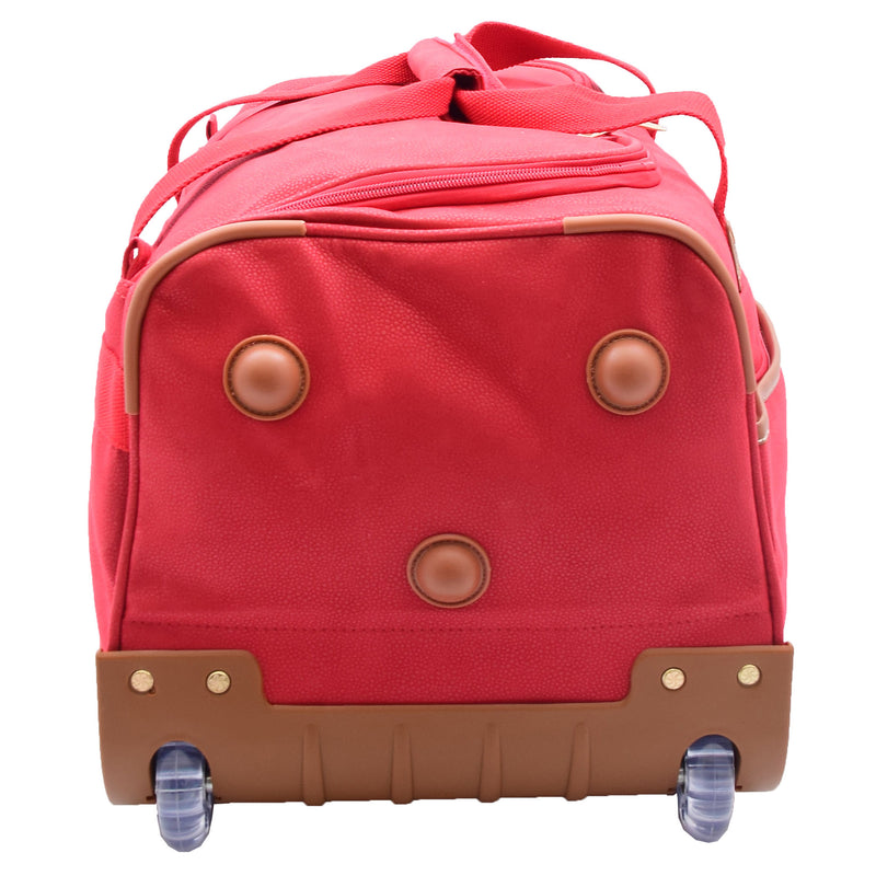 Faux Leather Mid Size Wheeled Holdall H052 Red 5