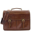 Mens Leather Briefcase Cross Body Bag Buckerell Chestnut Tan