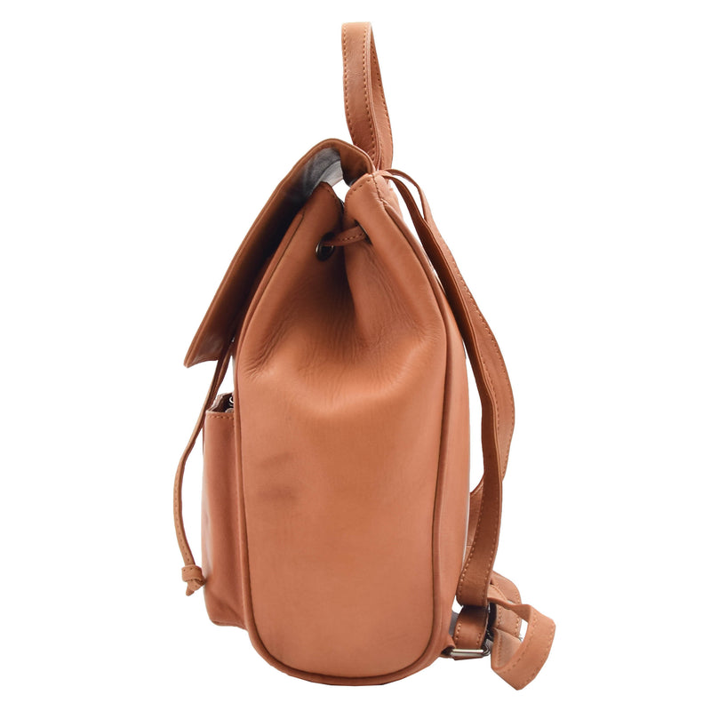 Real Leather Classic Travel Backpack HOL841 Cognac 3