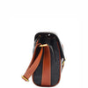 Women Genuine Leather Crossbody Bag Satchel Saddle HANNAH Black/Tan 4