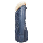 Womens Detachable Hoodie Leather Coat Kathy Blue 3