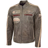 Mens Biker Leather Jacket with Badges Kurt Brown 3