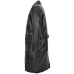 Mens Leather 3/4 Length Greatcoat Submarine Black 5