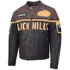 Mens Leather Racing Badges Jacket 'Black Hills' Brown 4