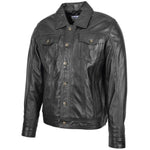 Mens Leather Lee Rider Casual Jacket Terry Black 3