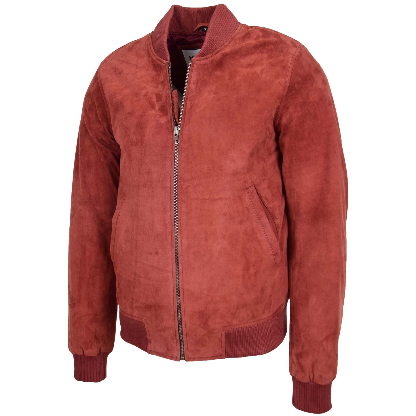 Mens Suede MA-1 Bomber Jacket Trevor Red 4