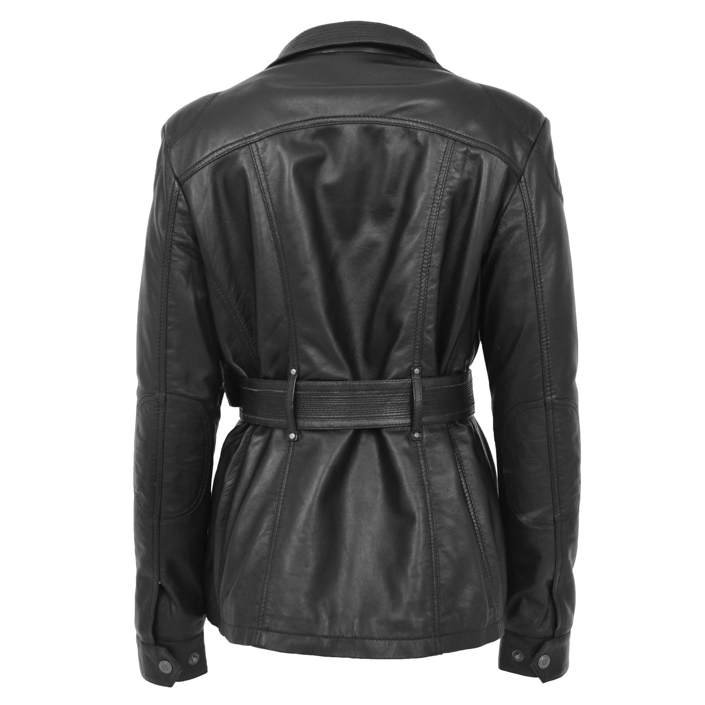 Womens Leather Coat with Detachable Hoodie Daisy Black 2