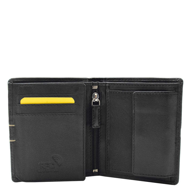 Mens Real Leather Small Bifold Wallet HOL800 Black 4