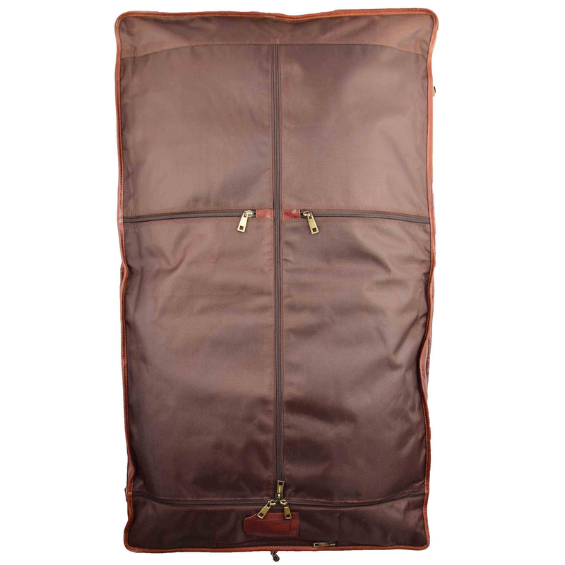 Luxury Leather Suit Carrier Slimline Travel Garment Dress Bag Keswich Brown