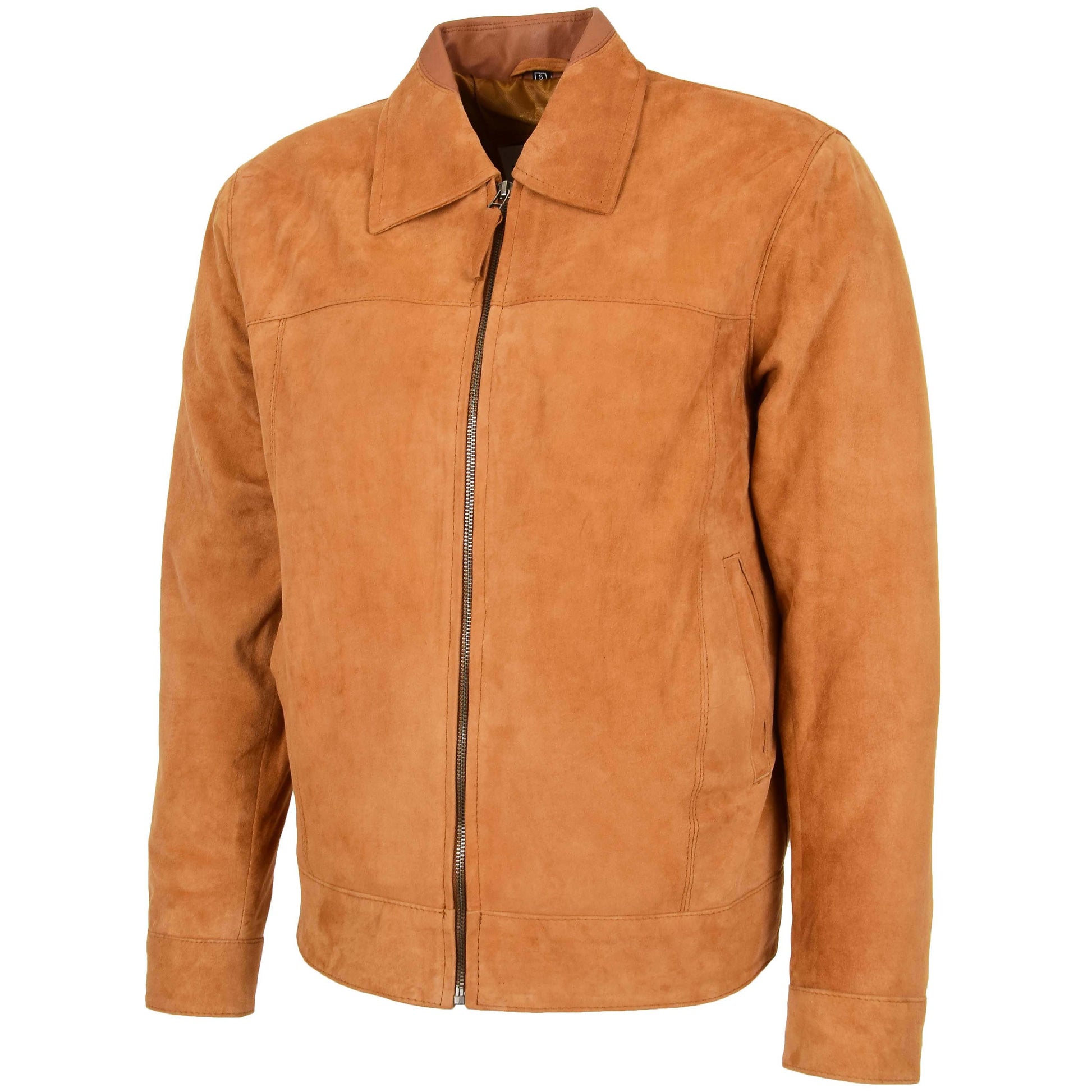 Mens Real Suede Casual Harrington Jacket Larry Tan 3