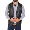 button fastening soft napa leather waistcoat