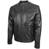 Mens Leather Biker Style Zip Jacket Eddie Black 3