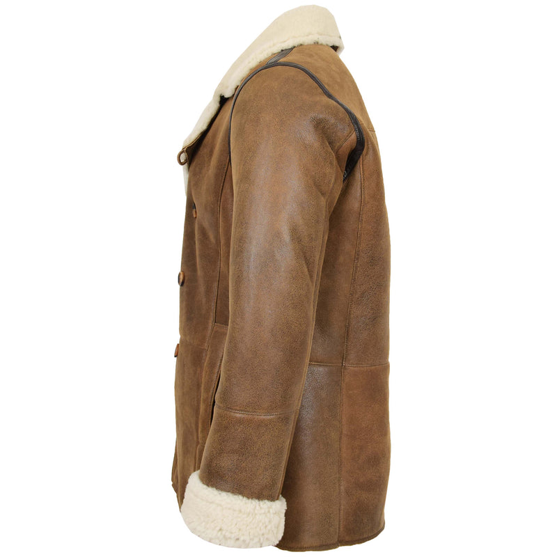 Mens Double Breasted Sheepskin Jacket Theo Cognac 4