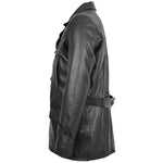 Mens Double Breasted Leather Peacoat Salcombe Black 4