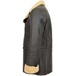 Mens Double Breasted Sheepskin Jacket Theo Brown 4