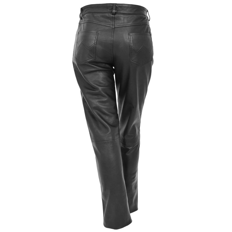 Ladies Leather Slim Fit Trousers Black 1