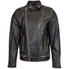 Mens Leather Biker Brando Design Jacket Sean Vintage Black 2