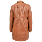 Womens 3/4 Length Leather Duffle Coat Kyra Tan 4