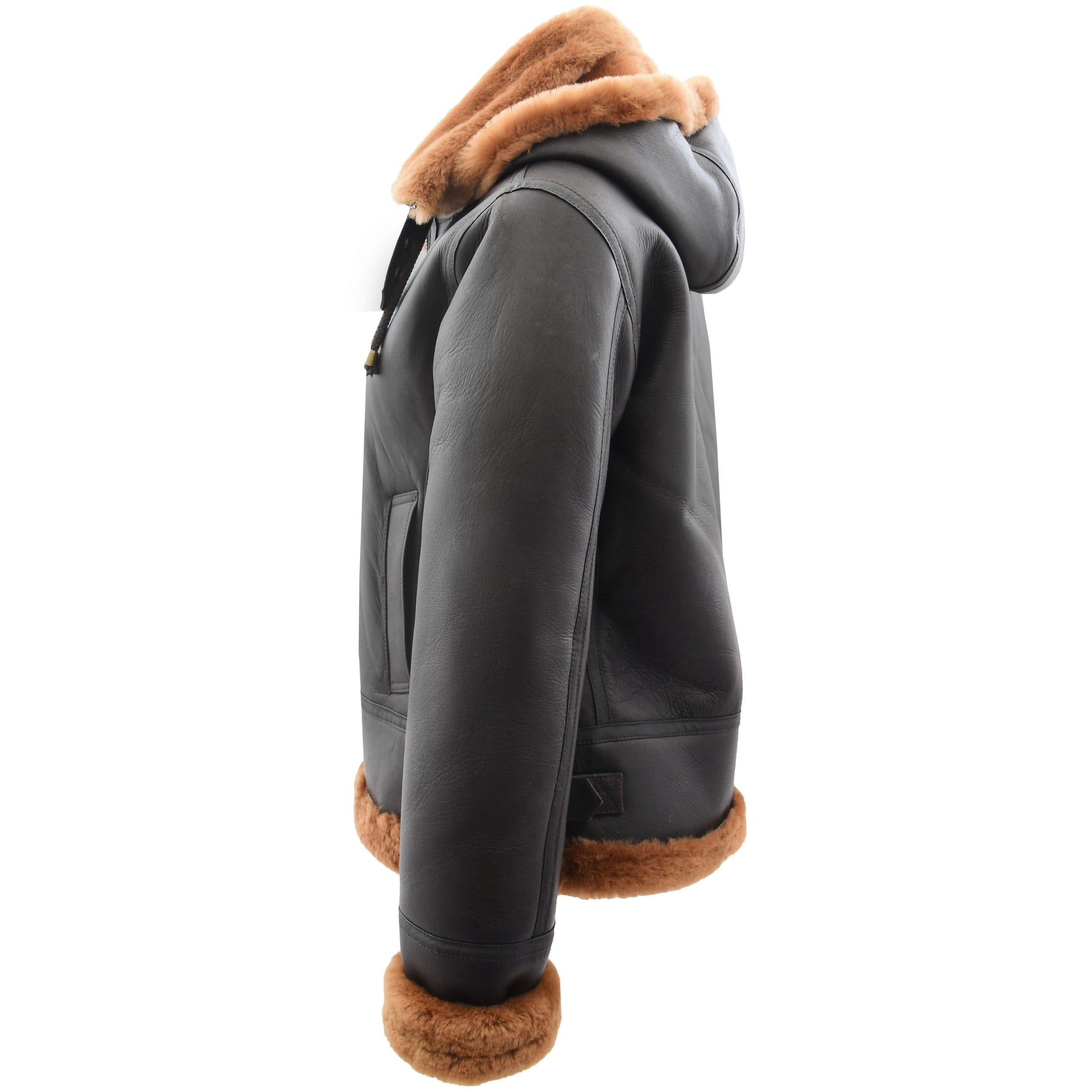 Womens Sheepskin B3 Detachable Hoodie Jacket Naomi Brown Ginger 5