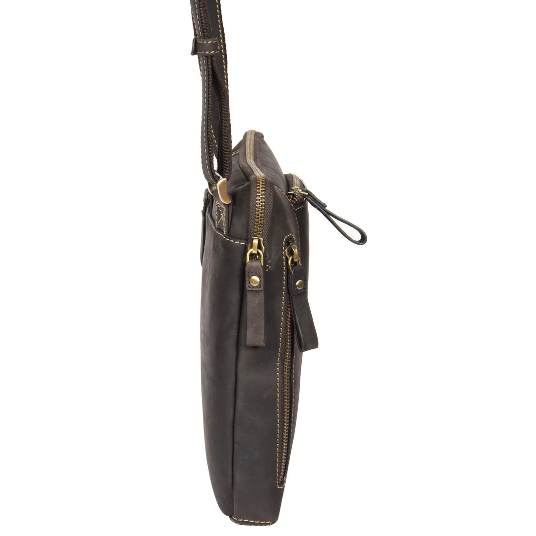 slim line leather cross body bag