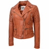 Womens Cross Zip Biker Leather Jacket Claudia Cognac 3