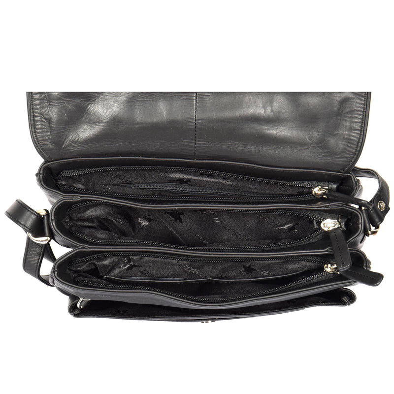 ladies bag with triple zip compartment