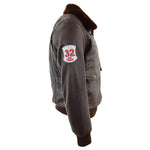 Mens Real Leather G-1 Bomber Jacket Airforce Badges FINCH Brown 5