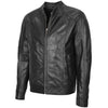 Mens Soft Leather Casual Plain Zip Jacket Matt Black 3