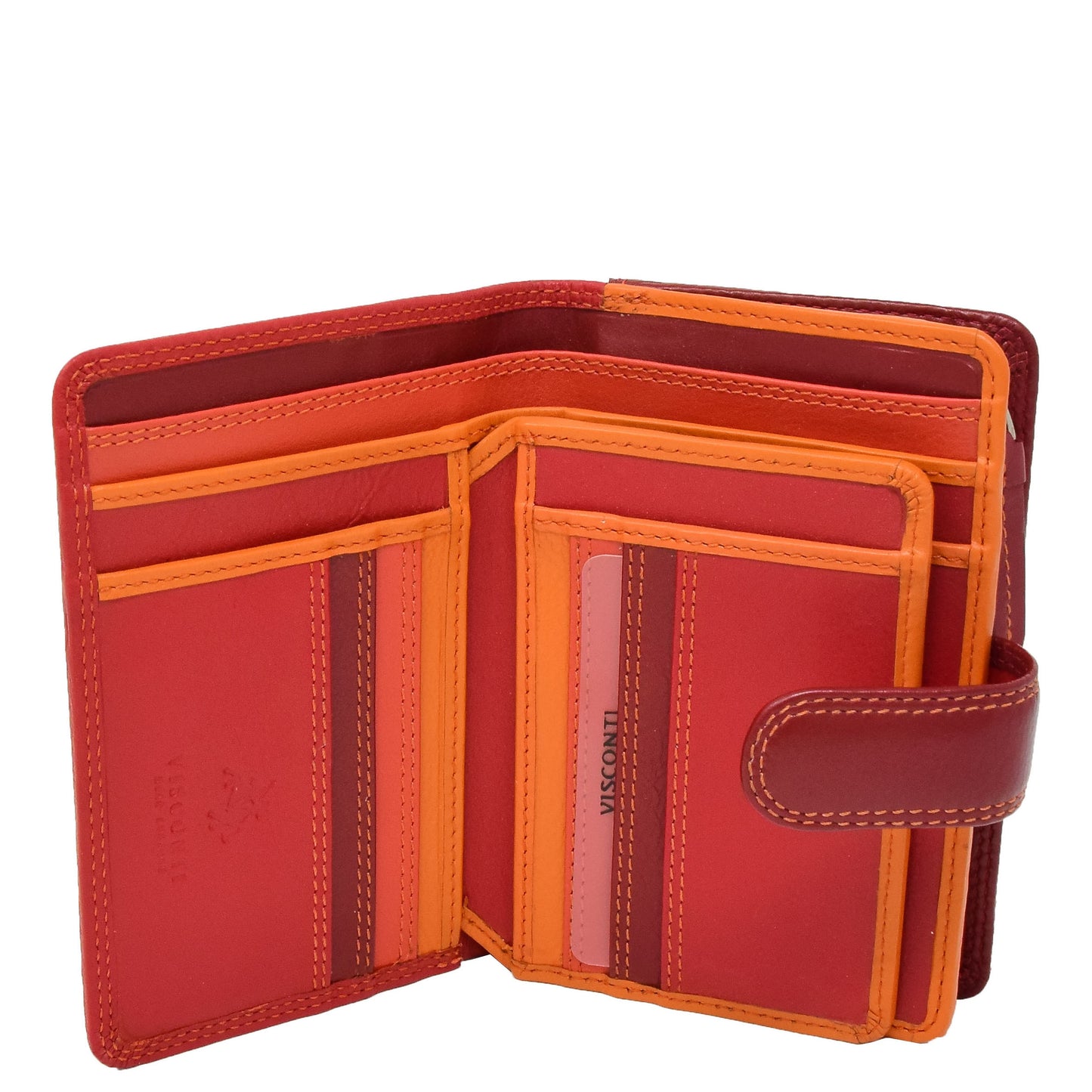 Womens Soft Leather Organiser Purse Lyon Red Multi 4