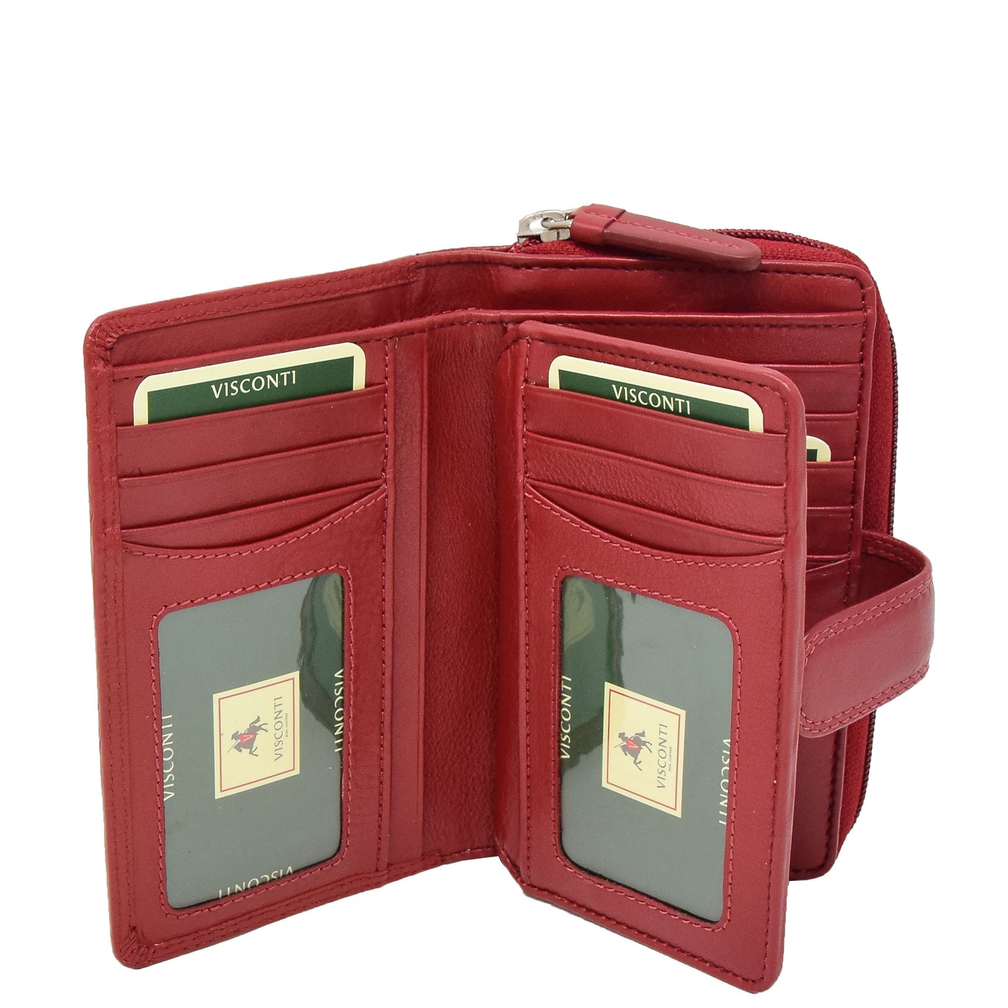 Womens Leather Booklet Style Purse Dublin Red 3