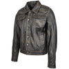 Mens Leather Lee Rider Casual Jacket Terry Black Two Tone 3