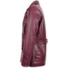 Mens Double Breasted Leather Peacoat Salcombe Burgundy 5