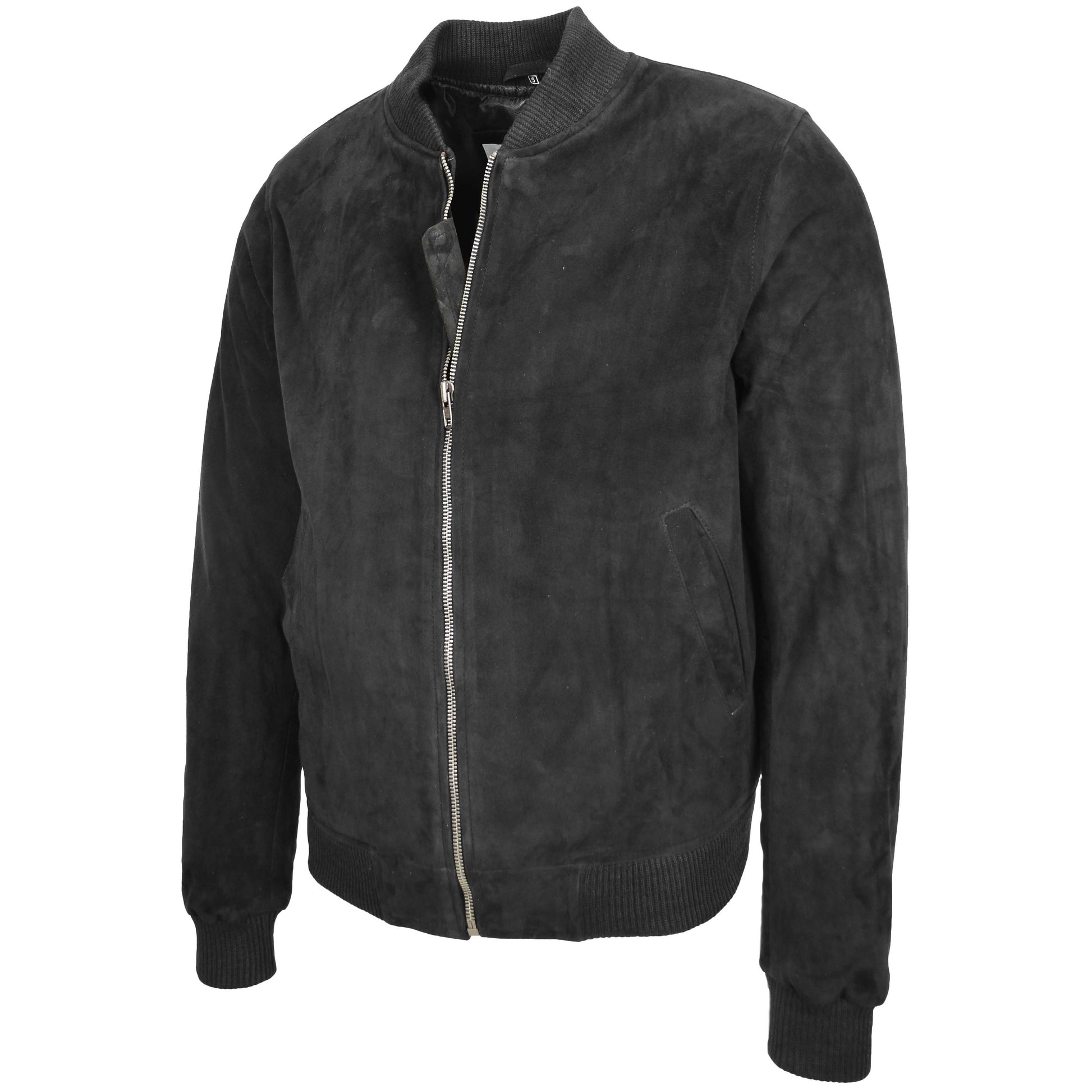 Mens Suede MA-1 Bomber Jacket Trevor Black 3