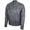 Mens Leather Biker Style Zip Jacket Eddie Grey Two Tone 3
