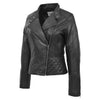 Womens Leather Stand-Up Collar Biker Jacket Laura Black 4