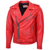 Mens Heavy Duty Leather Biker Brando Jacket Kyle Red 4