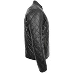 Mens Leather Quilted Anorak Style Jacket Jeff Black 5