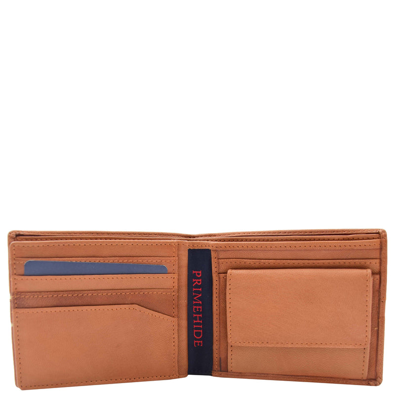 Mens Real Leather Bifold Wallet HOL801 Cognac 5