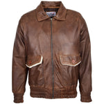 Mens Leather Bomber Jacket G-1 Aviator Style Cooper Brown 2