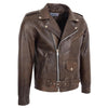 Mens Heavy Duty Leather Biker Brando Jacket Kyle Antique Brown 3