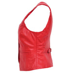 Womens Leather Classic Buttoned Waistcoat Rita Red 4