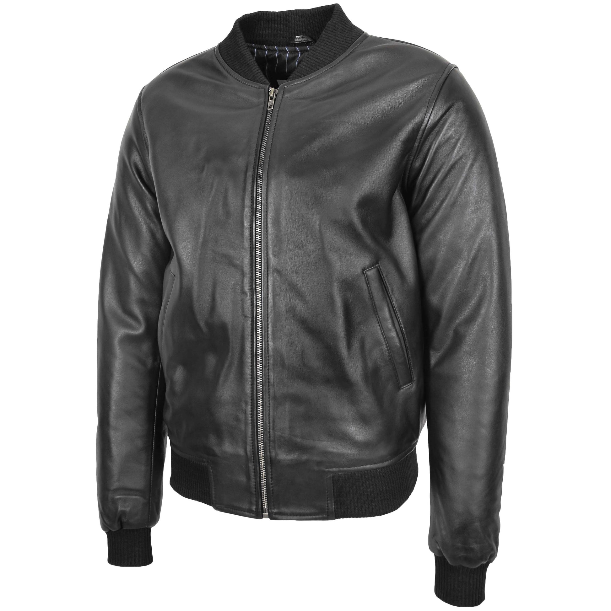 Mens Leather MA-1 Bomber Jacket Ryan Black 3