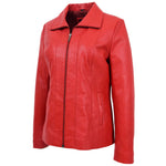 Womens Classic Zip Fastening Leather Jacket Julia Red 4