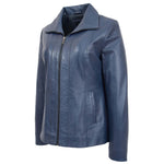 Womens Classic Zip Fastening Leather Jacket Julia Blue 4