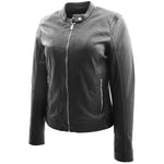 Womens Soft Leather Biker Style Jacket Elyza Black 3